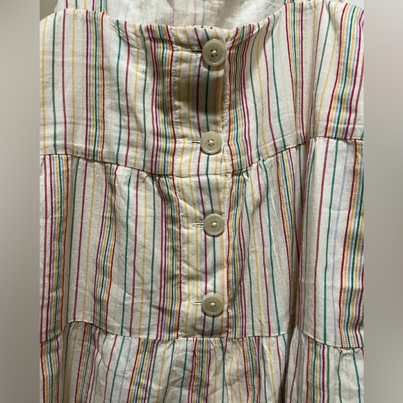 Size 12 madewell Button-Back Tiered Dress in Textural Rainbow Stripe - Picture 7 of 8